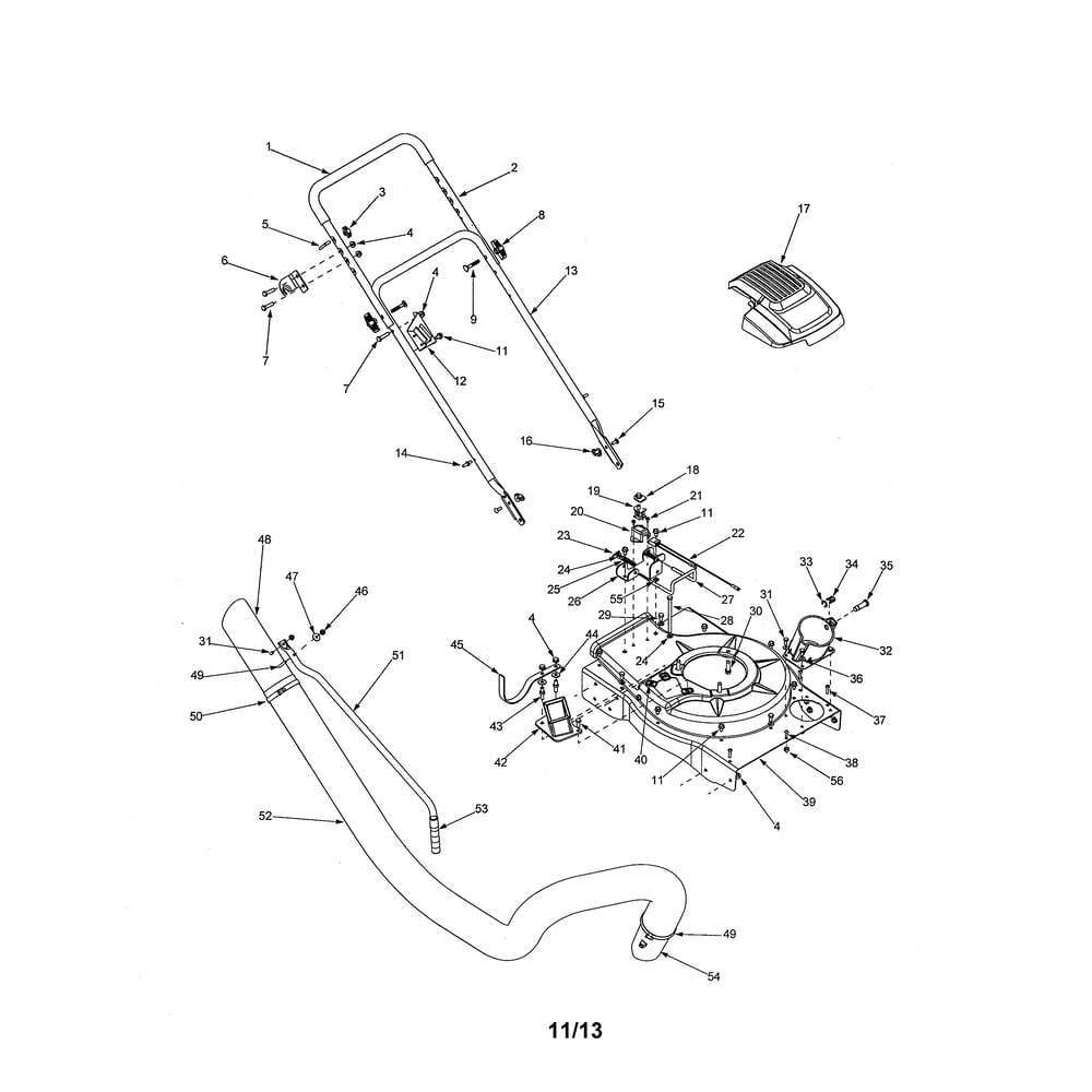 Handle/Vac Hose/Housing Diagram and Parts List for 24A-060F402  Yard Man Filters & Accessories